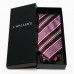 Burgundi vörös, rózsaszín-fehér csíkos nyakkendő