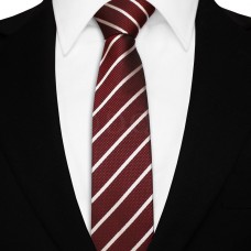Keskeny nyakkendő - burgundi/ezüst