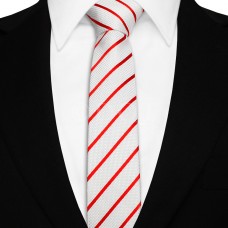 Keskeny nyakkendő - fehér/piros