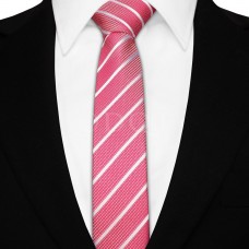 Keskeny nyakkendő - pink/fehér