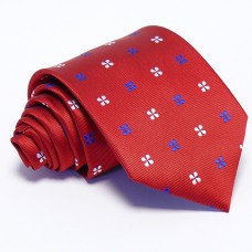 Piros nyakkendő - fehér-kék mintás
