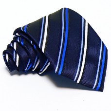 Sötétkék nyakkendő - fehér-kék csíkos