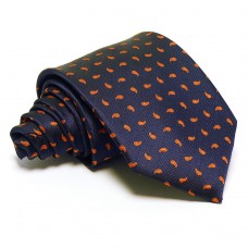 Tengerészkék nyakkendő - narancssárga mintás