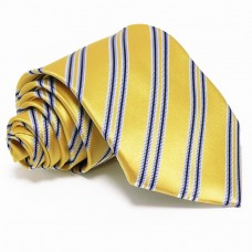 Citromsárga selyem nyakkendő - kék csíkos
