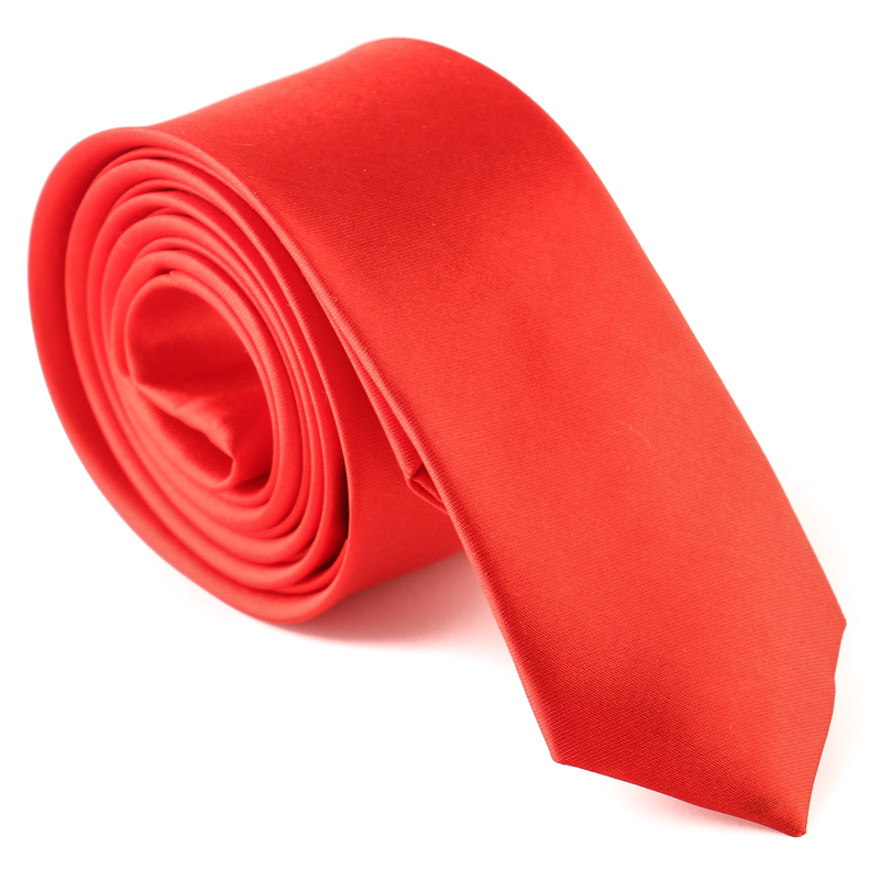 Keskeny, egyszínű nyakkendő - piros