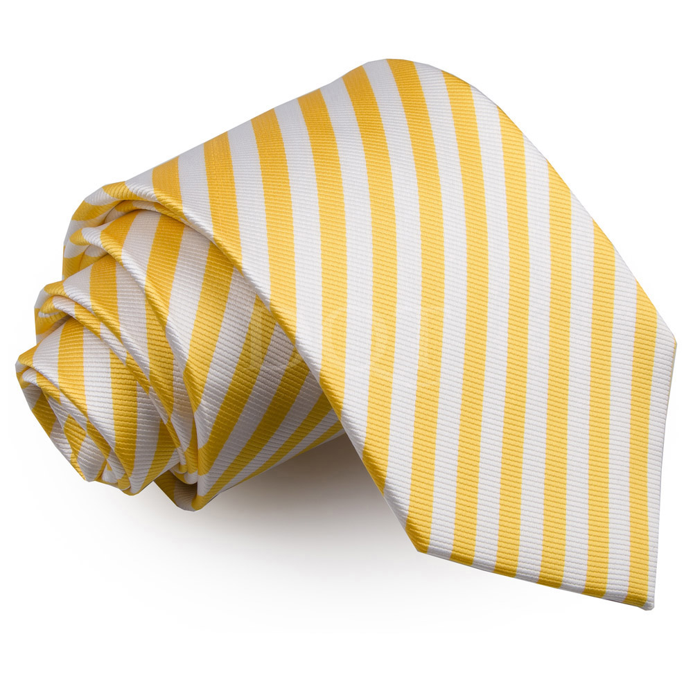  Csíkos nyakkendő - fehér/sárga