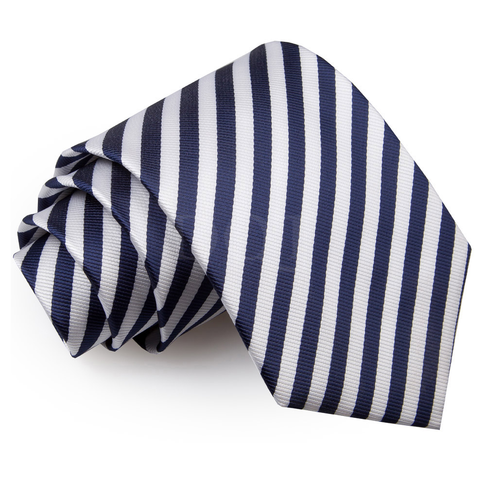  Csíkos nyakkendő - fehér/sötétkék
