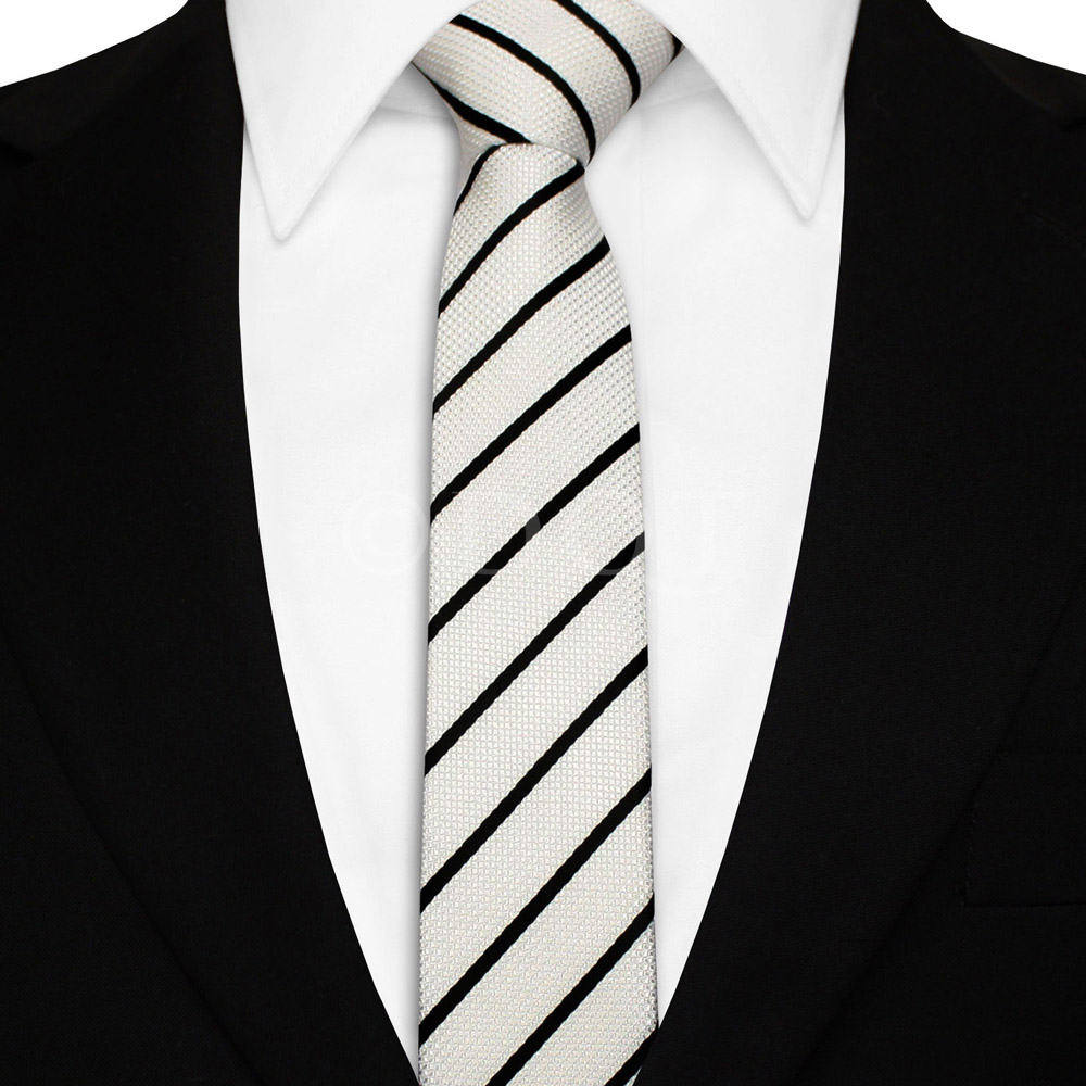 Keskeny nyakkendő - fehér/fekete