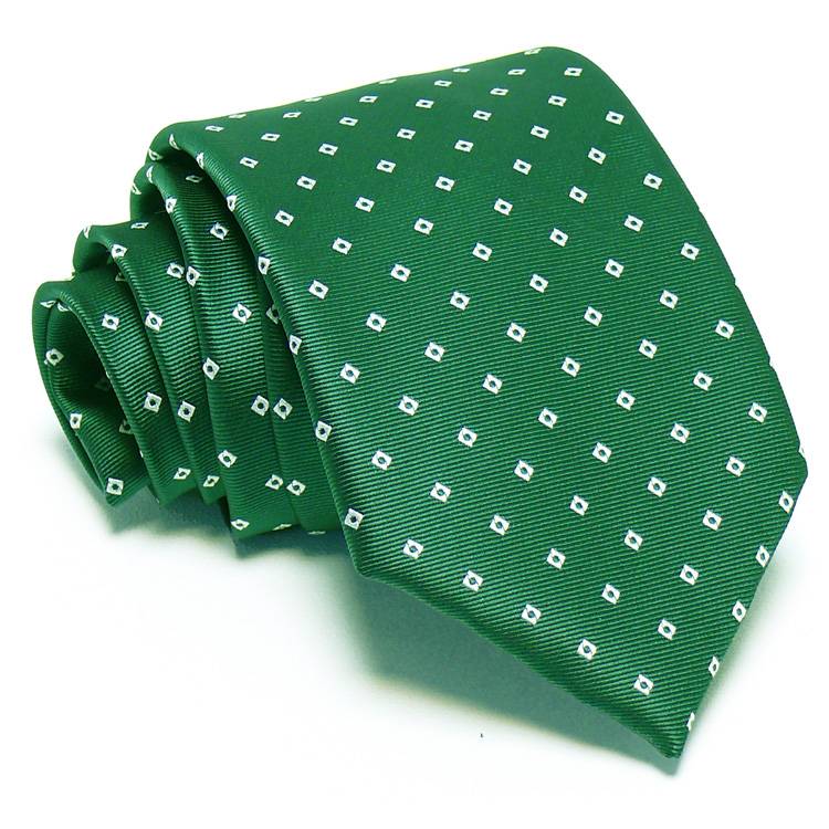 Zöld nyakkendő - fehér mintás