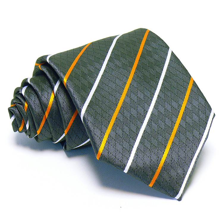 Szürke nyakkendő - narancs-fehér csíkos