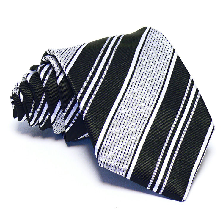 Szürke nyakkendő - fekete-ezüst csíkos