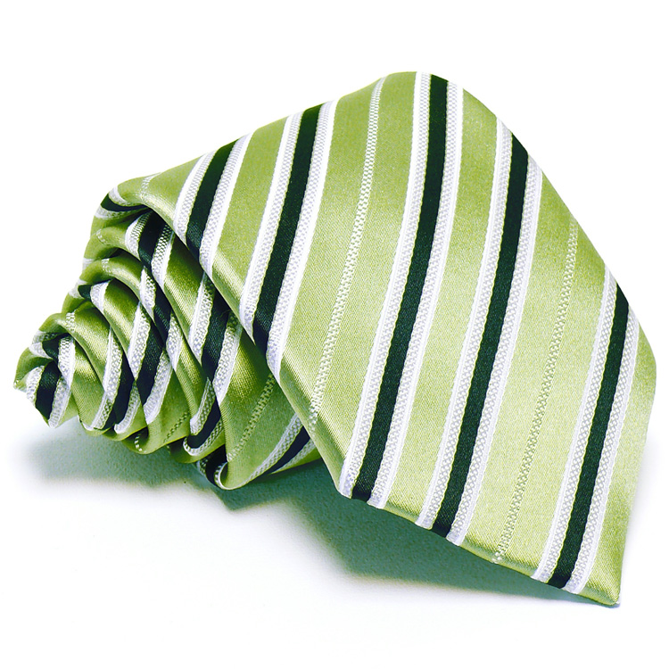 Lime zöld nyakkendő - fehér-kék csíkos
