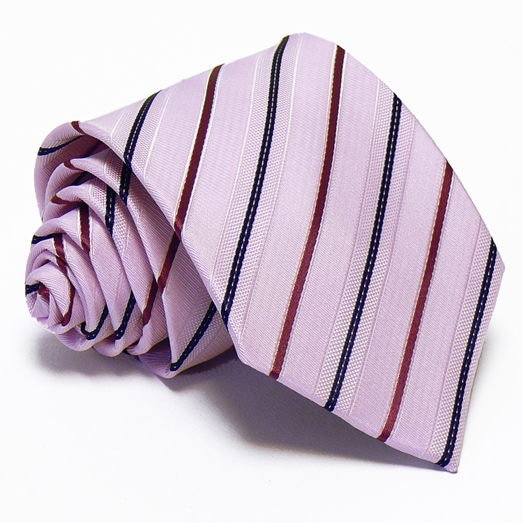 Rózsaszín nyakkendő - burgundi-sötétkék csíkos