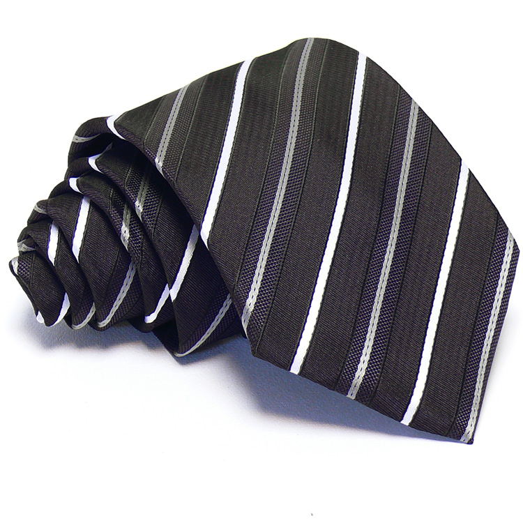 Sötétlila nyakkendő - fehér csíkos
