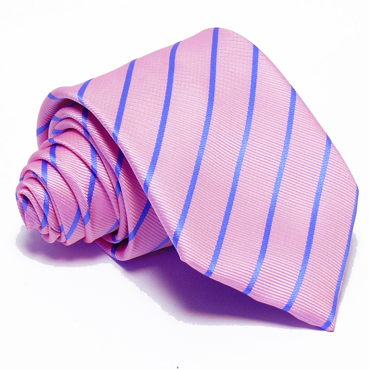 Rózsaszín nyakkendő - tengerkék csíkos