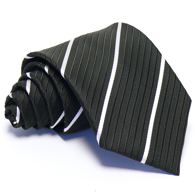 Fekete nyakkendő - fehér csíkos