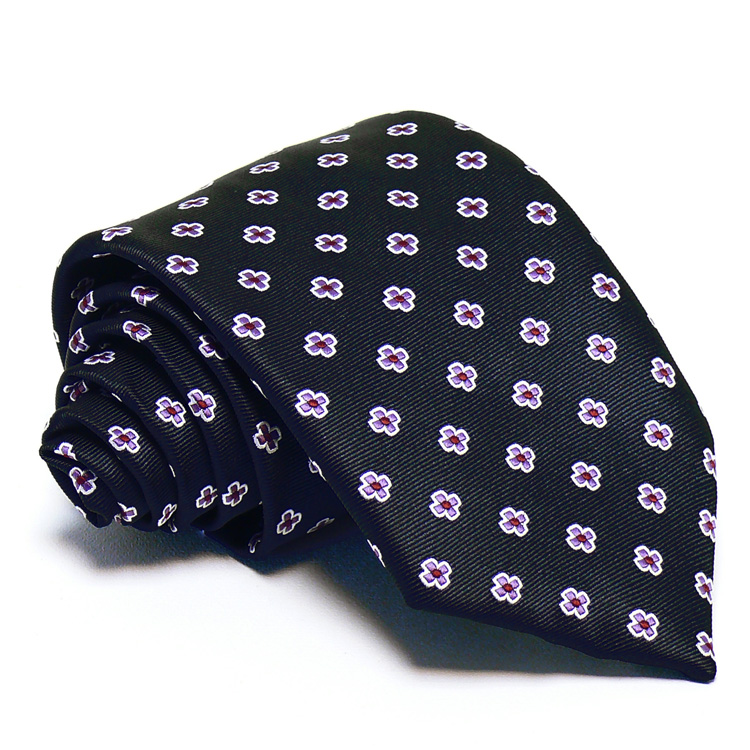 Tengerészkék nyakkendő - lila mintás