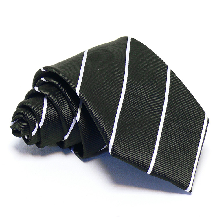 Fekete nyakkendő - vékony fehér csíkos
