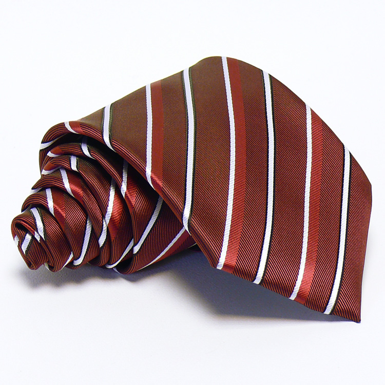 Burgundi vörös nyakkendő - fehér-bordó csíkos