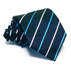 Tengerészkék nyakkendő - fehér-zöld csíkos