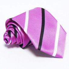 Rózsaszín nyakkendő - Fehér-sötétkék csíkos