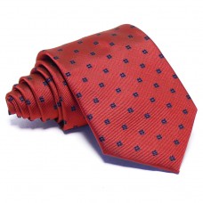 Piros nyakkendő - sötétkék mintás