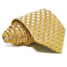 Aranysárga-ezüst selyem nyakkendő - kockás