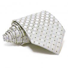 Ezüstszürke selyem nyakkendő - anyagában kockás