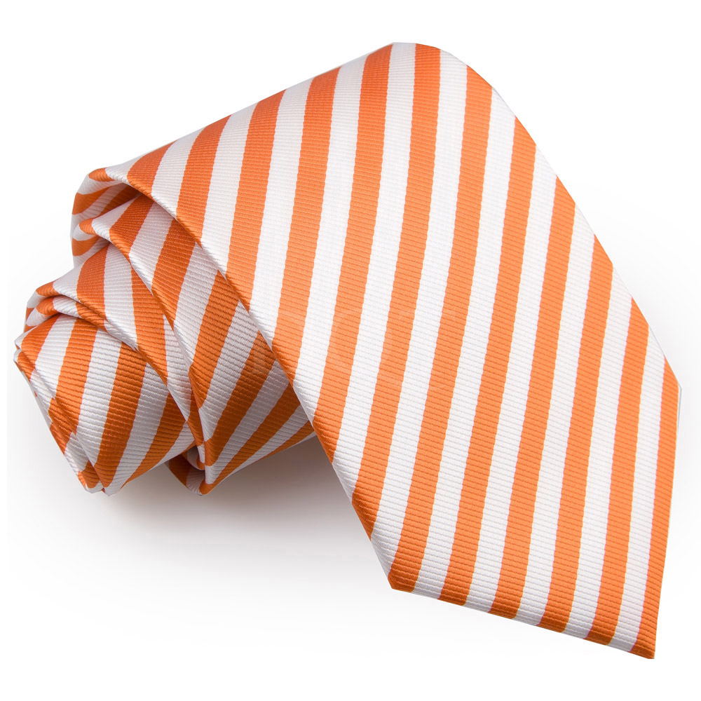  Csíkos nyakkendő - fehér/narancssárga